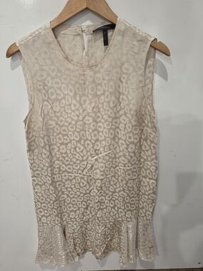 NWOT BCBGMaxAzria Cream Leopard-Print Sleeveless Ruffle-Hem Dress Size S